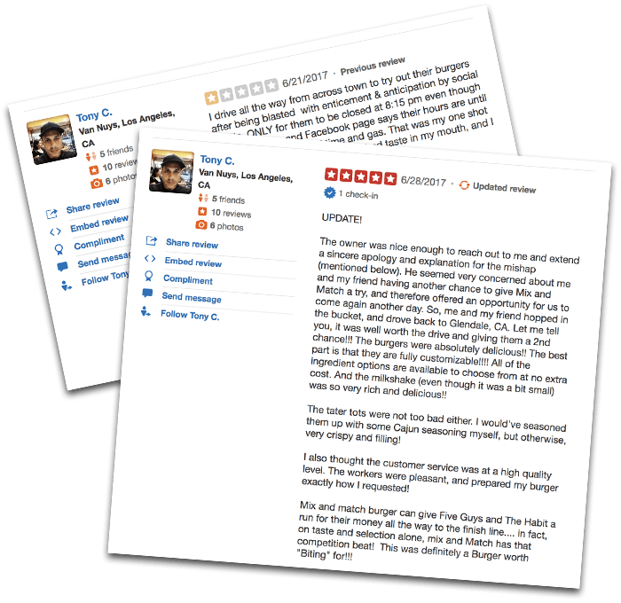Mix&Amp;Match Yelp Comments