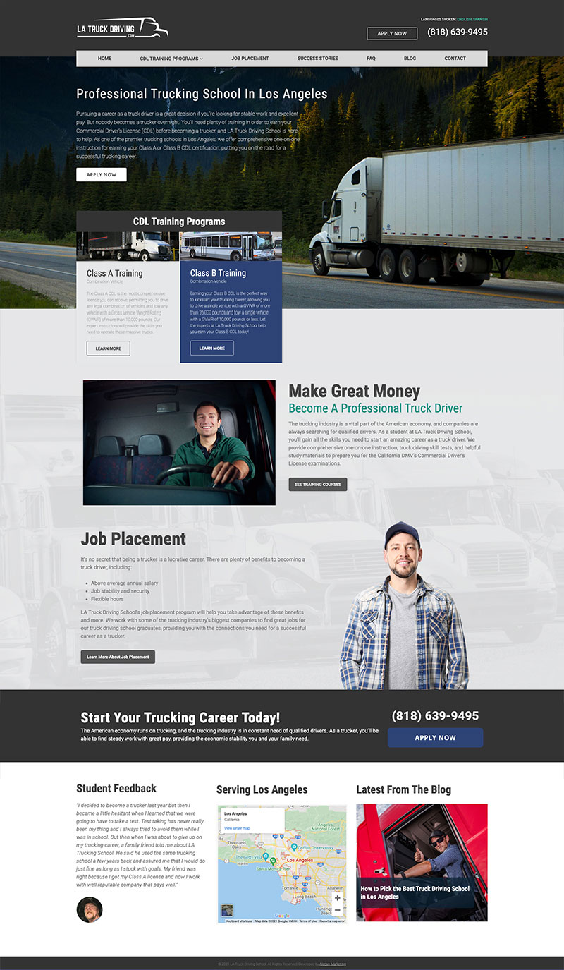 La Truck Driving School - Website