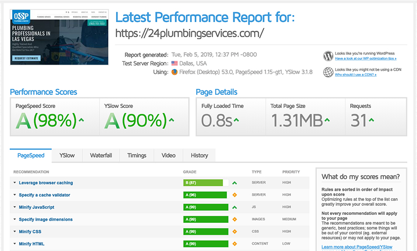 Page Speed Performance
