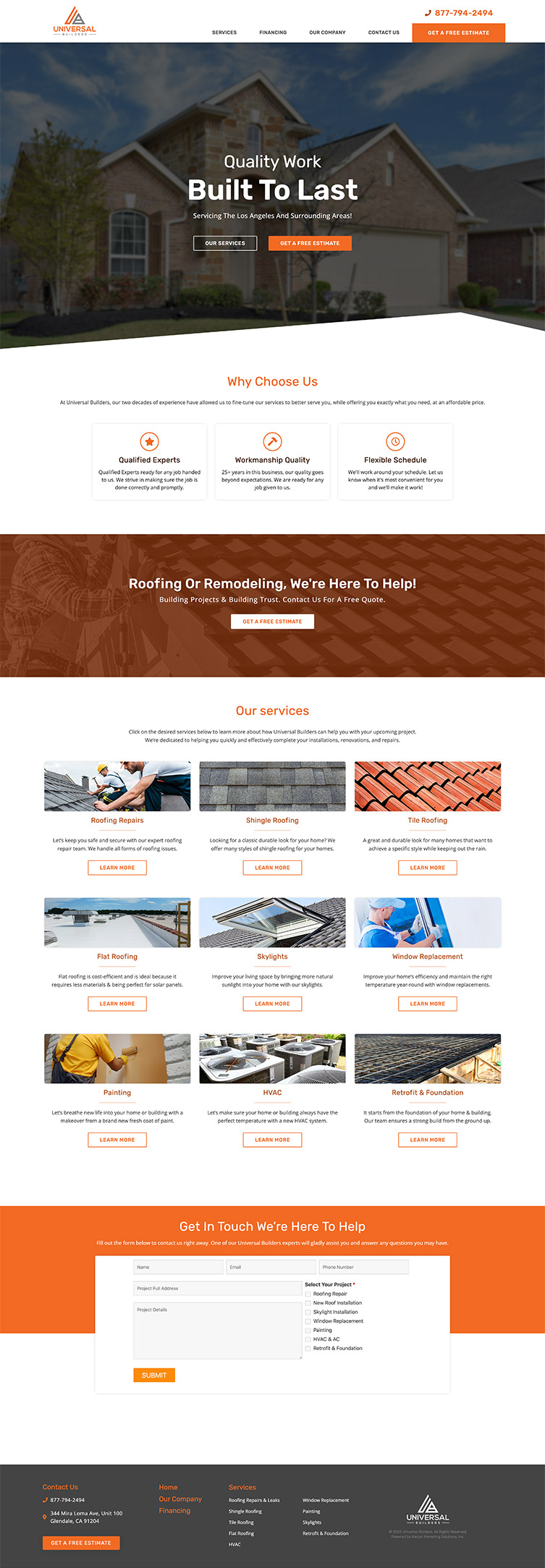 Universal Builders - Desktop Website