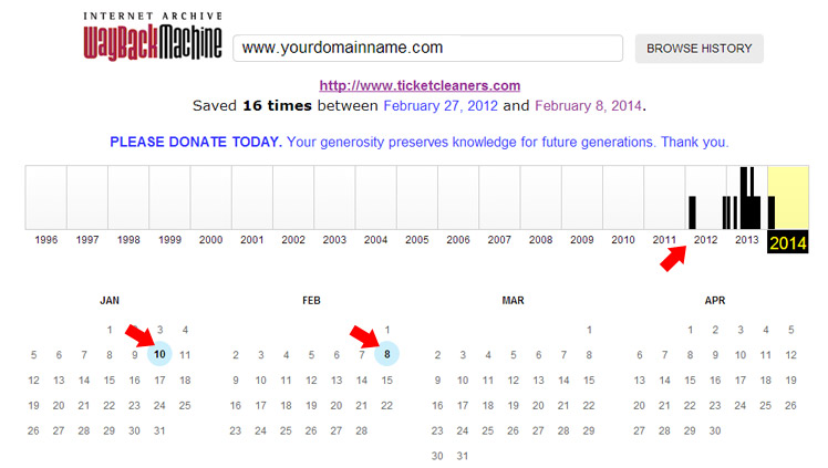 Wayback Machine Searching For Domain History